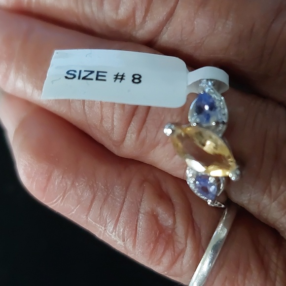 Sterling Silver Genuine Citrine and Tanzanite  Sz 8 Ring  1.28 Carat - Picture 11 of 11